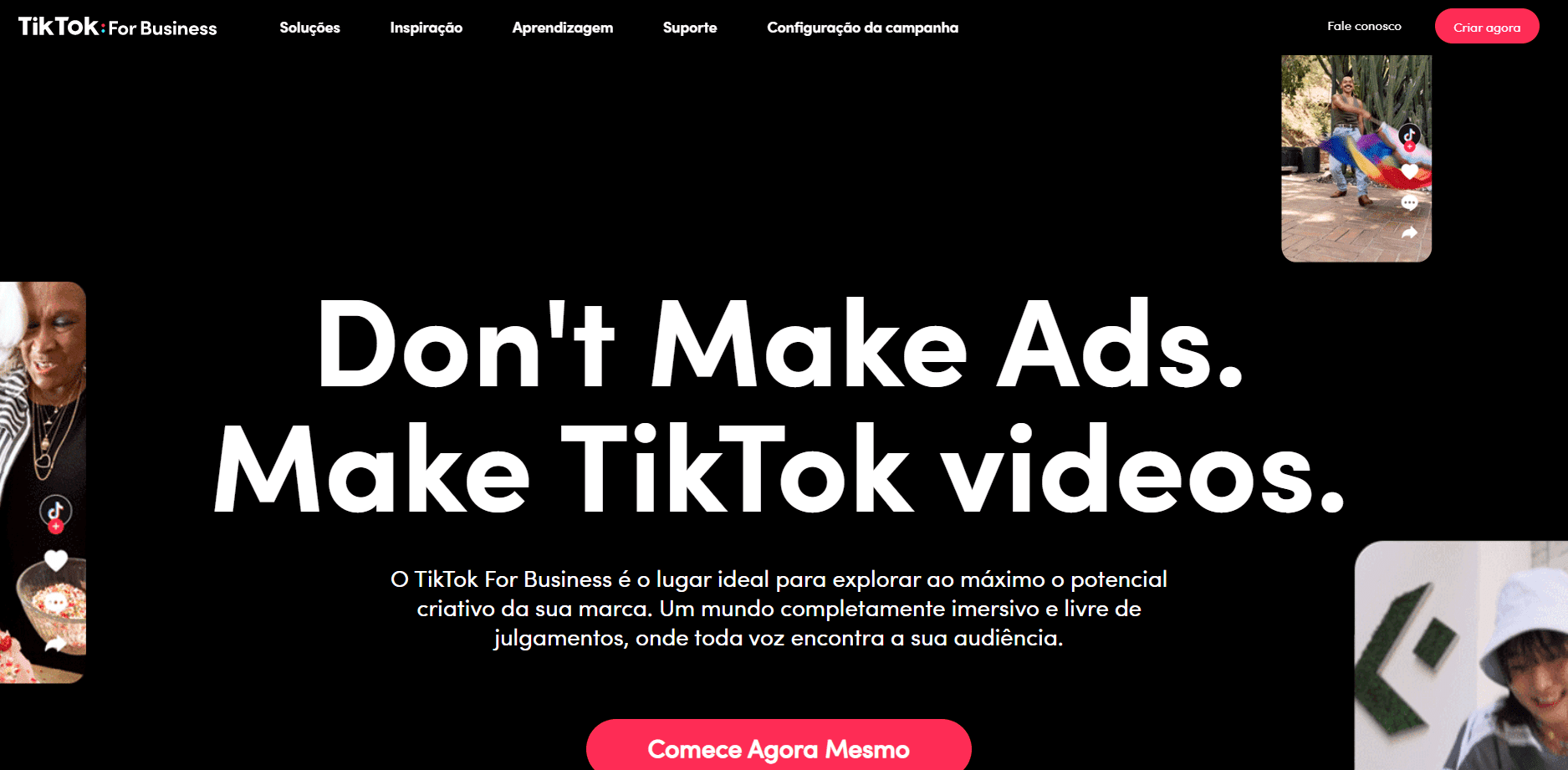 imagem: tela plataforma tiktok business